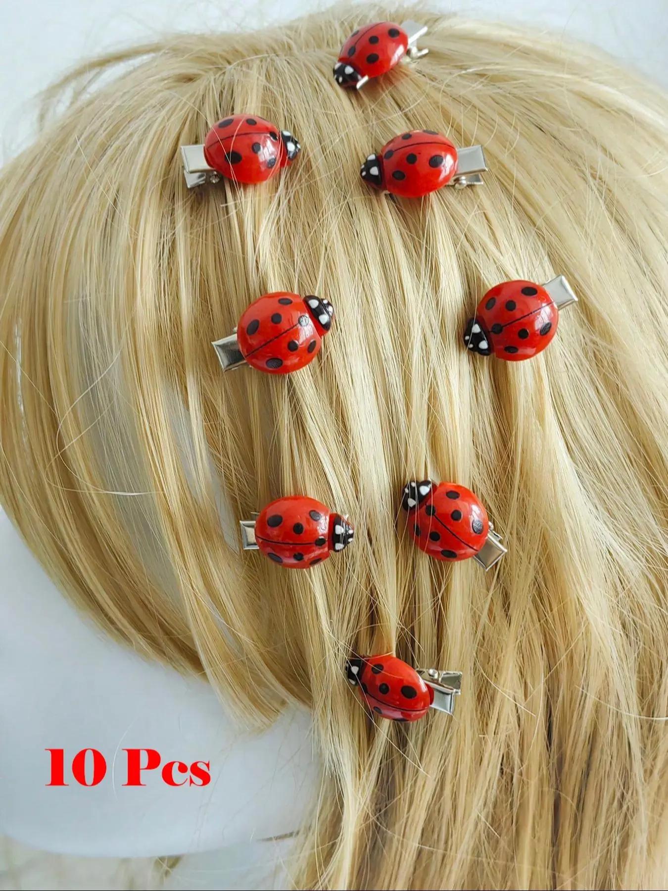 Cute Ladybug Design Hair Clips, Minimalist Creative Funny Barrettes, Practical Fashion Hair Accessories Suitable for Thick Hair, Delicate Daily Hair Clip Set for Women, Casual Daily Styling, Party Decoration And Daily Hair Arrangement Matching
