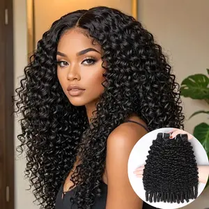 VIPbeauty kinky Curly Bundles Human Hair 100% Unprocessed 14A Raw Virgin Hair Bundles KinkyCurly One Bundles 3C4A Curly Wave Bundles Human Hair with Spiral Curls Double Weft Natural Color