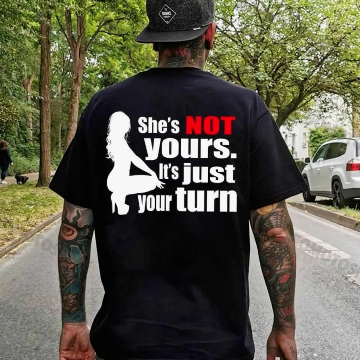 SHE'S NOT YOURS IT'S JUST YOUR TURN Naked Lady Print Men's T-shirt