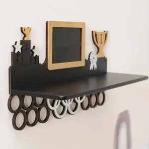 1set trophy Versatile Creative Medal Display Rack Trophy Shelf, Wooden Sports Medal Holder- Wall Mounted Display Stand, Hanging Organizer, Perfect Gift For Easter Valentine's Day, Birthday, wedding, Father's Day Mother's Day, Room Accessories