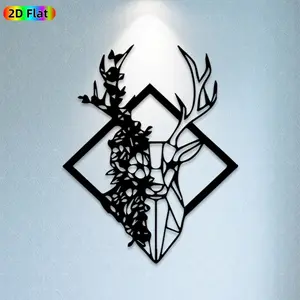 1pc Deer Head Metal Wall Art, Stylized Deer Head Statue Mural, Ideal Gift for Christmas, New Year, Wildlife Decor Enthusiasts, Weather-Resistant Metal Wall Decor Wall Sculptures, Perfect for Living Room Wall & Garden Fence, Unique Rustic Home Decor