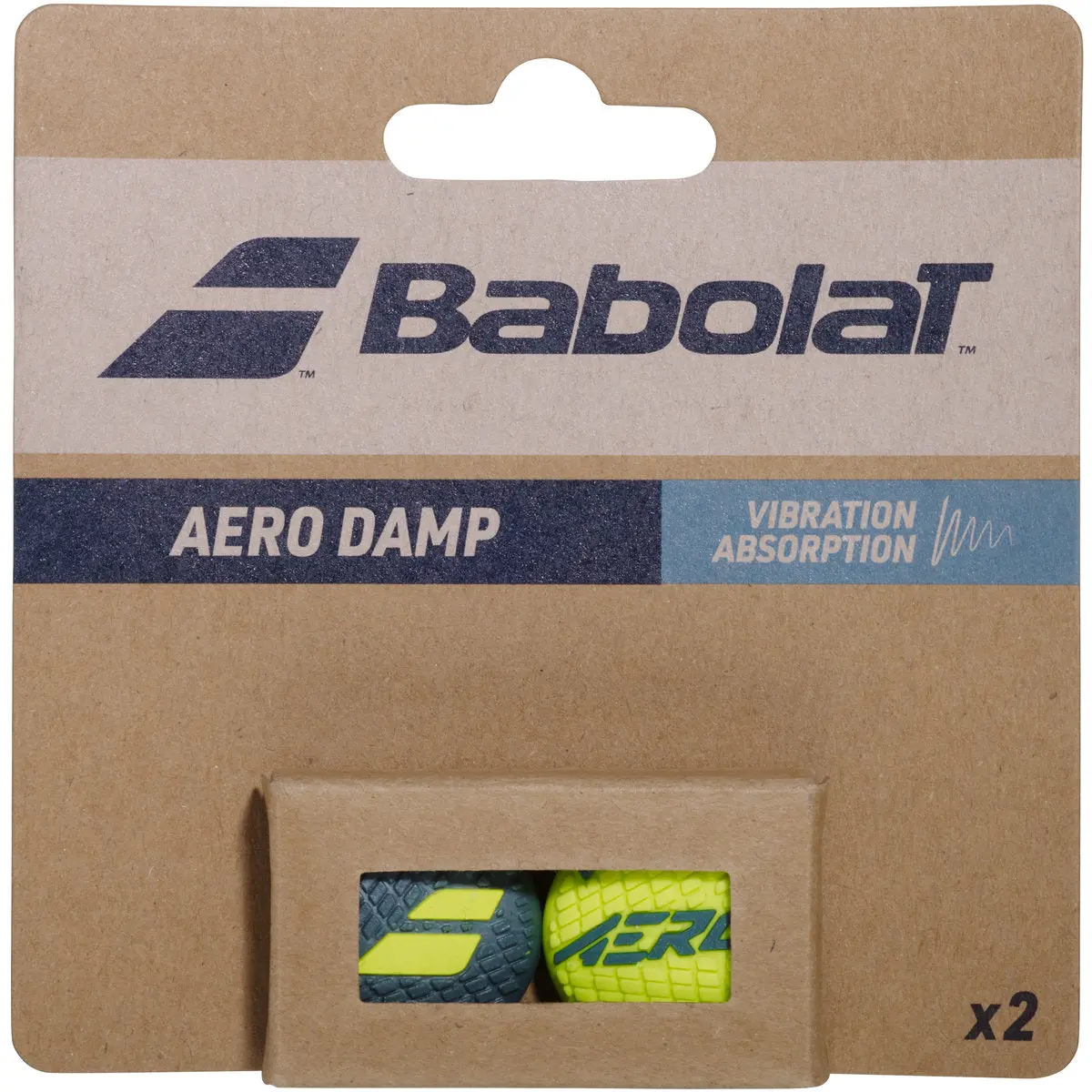 Babolat Aero Damp x2 Tennis Vibration Dampener (Grey Green/Yellow)