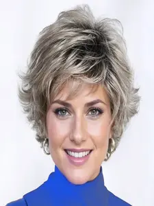 Women Synthetic Wig Short Straight Layered Bob Hair Gold Natural Look Daily Wear Role Play Cosplay, All Season Use Kinky Curly Wigs