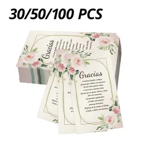 Wedding Guest Thank You Cards, Perfect for Weddings and Engagements, Spanish Language, Banquet Table Thank You Cards, 9x5.4 Cm, 30/50/100 Pcs, Greeting Cards