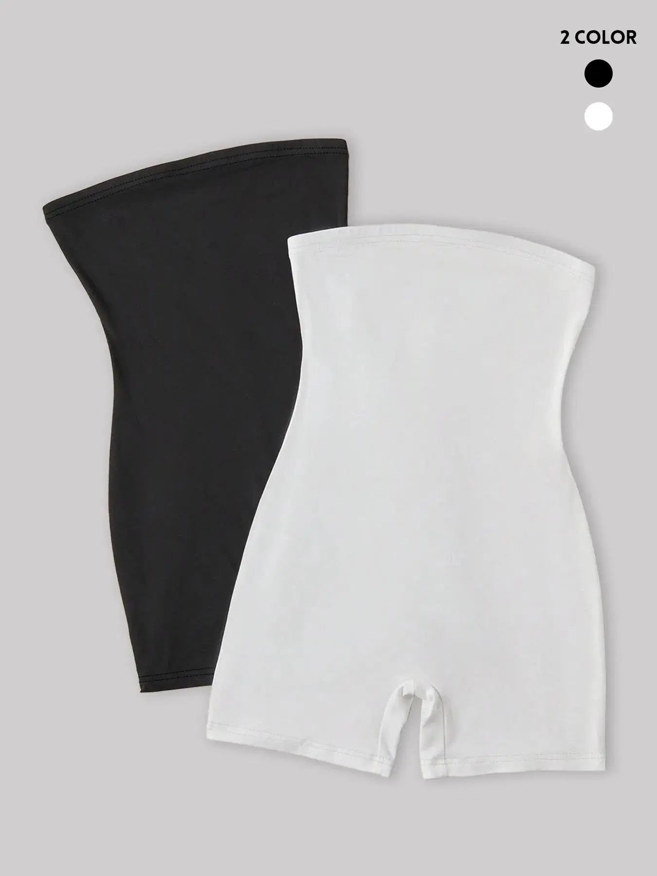 Women's Solid Color Skinny Tube Romper, Casual Comfy Strapless Bodysuit for Summer, Ladies Clothes for Daily Wear