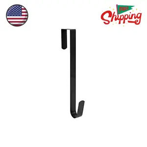 15" Wreath Hanger for Front Door, Over The Door Hanger Hook (Black,1)