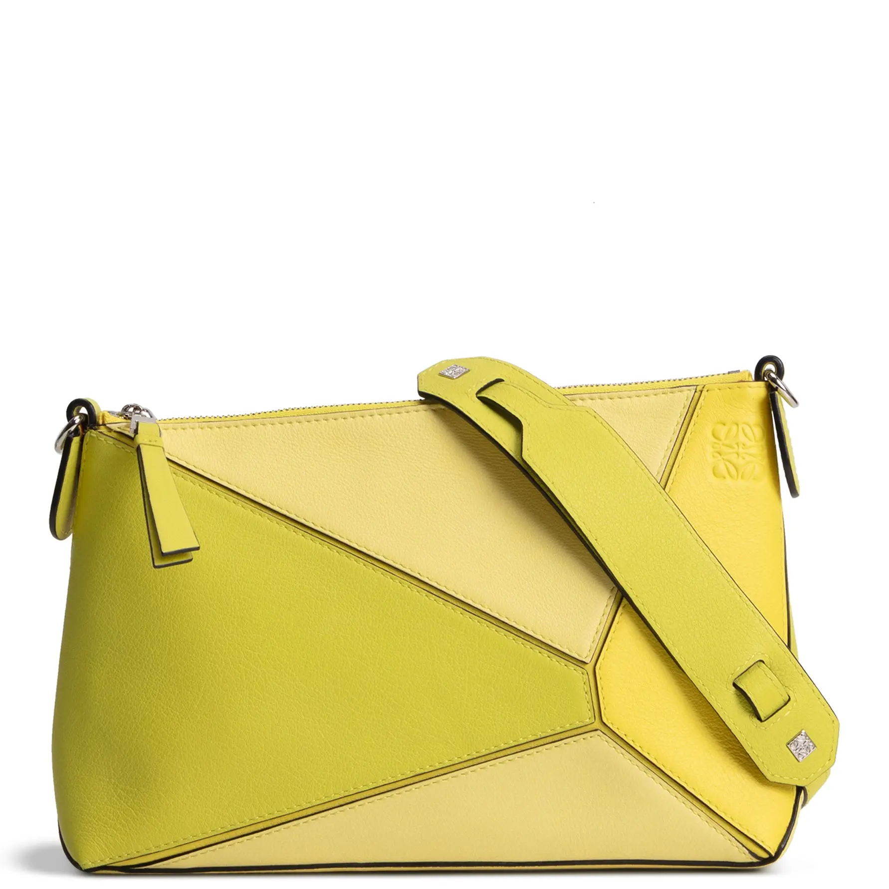 Pre-owned Loewe Calfskin Leather Crossbody Bags Puzzle Pochette Crossbody Bag Yellow