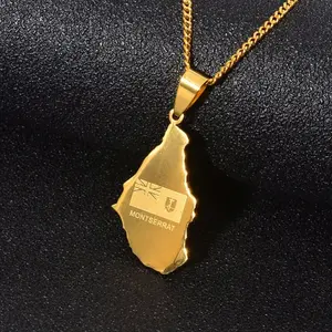 Montserrat Map Necklace, Flag, Pendant, Gifts, Earrings