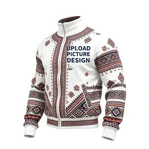Men's Ethnic Aztec Print Zip-Up Bomber Jacket Tribal Pattern Casual Track Jacket