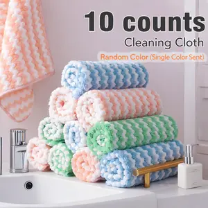 10 Counts Microfiber Cleaning Cloths, Thickened, Absorbent, Multipurpose, Ideal for Home, Kitchen, and Auto，Kitchen Towels for Dish Dry & Wet Washing, Multipurpose Random Color Dishwashing Rags for Kitchen，Practical for Dishes Cleaning，Easy to Clean