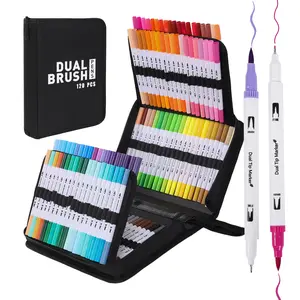 Double-Ended Markers Set, 60/72/100/120 Colors Art Marker Kit with Fine Tip & Brush Tip, Ideal for Adult Coloring Books, Bullet Journals
