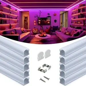 Muzata Spotless 6pack 3.3FT/1M White Aluminum U-Shaped LED Channel System with Milky White Cover for LED Light Diffuser Room Decor - U108 WW