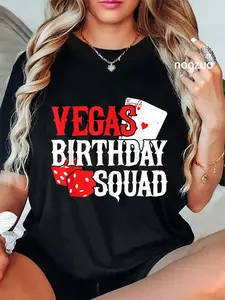 100% Cotton Las Vegas Birthday - Party in Vegas - Vegas Birthday Squad T-Shirt