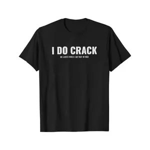 Unisex Classic Print T-Shirt - Breathable Washed Cotton Fabric, Funny "I Do Crack My Knees When I Get Out Of Bed" Design, Casual Round Neck Short-Sleeved, Black/White Rifle Pattern, Great Gift for Friends/Family, Summervibes