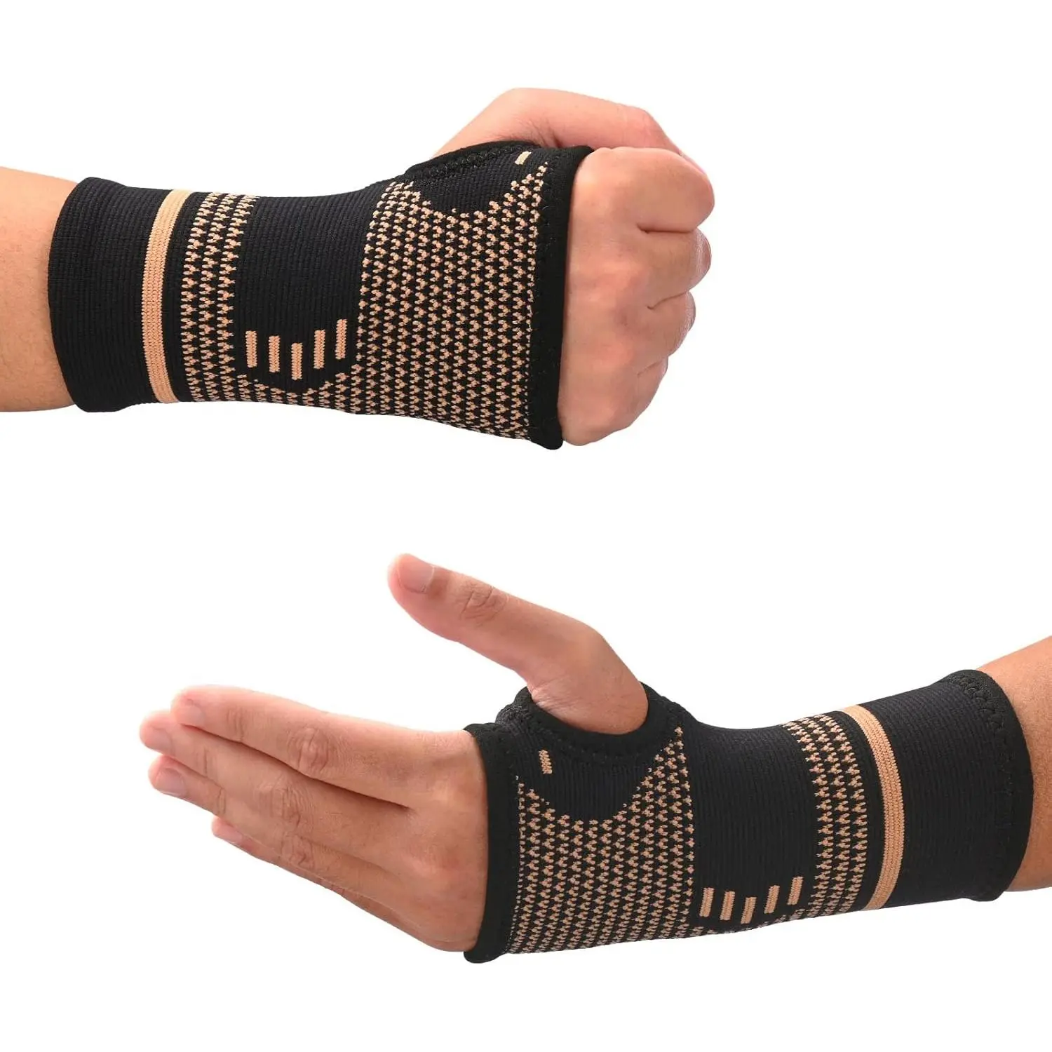 Copper Wrist Compression Sleeves, Comfortable and Breathable for Arthritis, Tendonitis, Sprains, Workout, Carpal Tunnel, Wrist Support for Women and Men