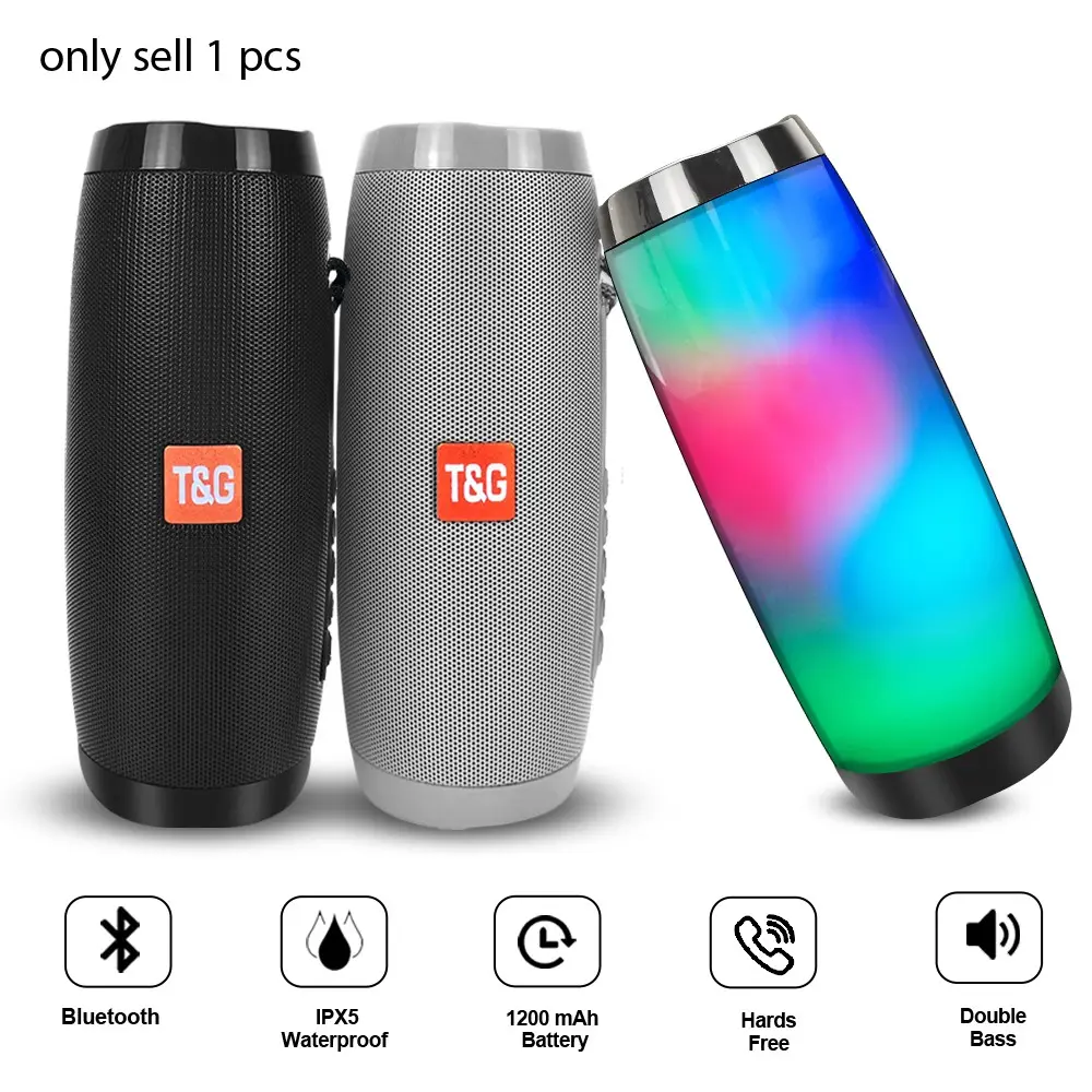 Wireless Bluetooth Speaker, Rechargeable Loud Speaker, Portable Small Audio Outdoor Waterproof Subwoofer Bass LED Lights Music Bicycle USB FM Radio TF Card U Disk Aux Dual Speakers Large Volume Gift, Wireless Bt Speaker