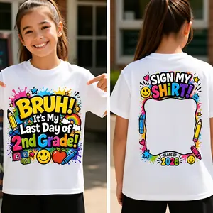 Last Day of School T-shirt Bundle 2026, Sign My Shirt Autograph Tee Design, PRE K-5th Grade Graduation Shirt, 2 Sided Printing School Sublimation T-shirt