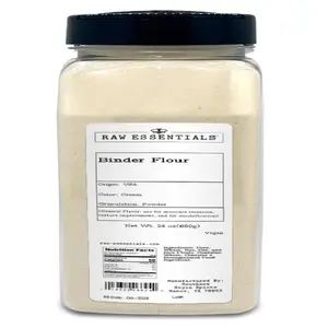 Raw Essentials Binder Flour – Neutral Flavor Binding Blend for Sausage Making – Corn, Wheat, Rye, Oat & Rice Flours – Vegan – 24 oz Bottle