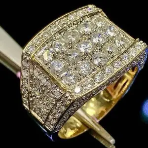Men's Hip-Hop Rings - Light Luxury Costume Jewelry Accessory with Atmospheric Bling CZ Diamond-Inlaid Design
