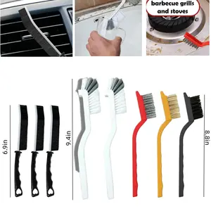 Crevice Cleaning Brush Set of 8, Multi Purpose Gap Brush for Kitchen,Bathroom,Car, Grout, Window Tracks,Bathtub,Vehicle,Faucets,Bowl,Teapot,Cup, Home Essentials Scrub Cleaning Tools,Hard Crevice Cleaning Comfortable Steel car wheel cleaning brush summervi