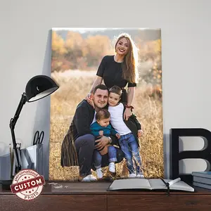 Customized Pine Wood Framed Wrapped Canvas Poster, Personalized Family Photo Print, Love-Theme Wall Decor, Unique Gift for Couples, Creative Bedroom Mural Home Supplies