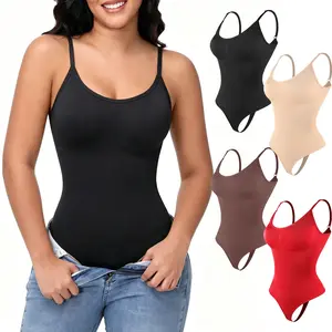 Women Thong Body Shaper Bodysuit Soft Breathable Tummy Control Shapewear Smooth Playsuit Yoga Sports Jumpsuit Camisole