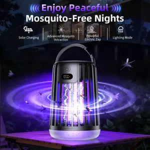Solar Bug Zapper Outdoor Indoor, Portable Rechargeable, Solar & Type-C Charging, 2000mah, , UV Light Attract & High Voltage Grid Kills, Mosquito Repellent Zapper For Home, Backyard, Patio Camping