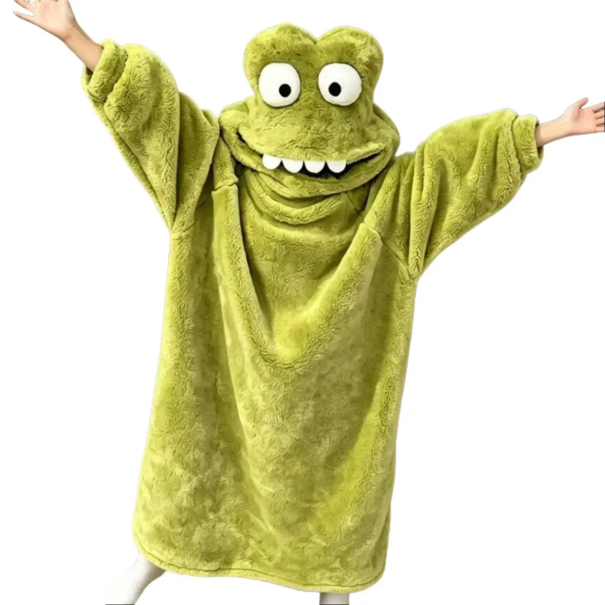 Cute Frog Onesie, Funny Hooded Coral Fleece Pajamas for Kids and Adults, Ultra-Soft & Built to Last Loungewear, M, Animals, Character-Themed Graphic Onesies, Cartoon Animal Print Onesies