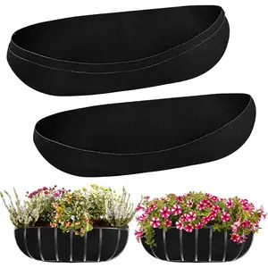 3PCS 30 Inch Black Non-Woven Felt Planter Basket Liners Replacement for Hanging Window Box Trough Planters Garden Fence Avoid Bird Nesting