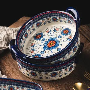 Bohemian Floral Baking & Fermentation Set - Hand-Painted, Ceramic, Microwave Safe, Kitchen Tableware for Home & Dining Room Use