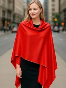 Reversible Solid & Silver Metallic Shawl Scarf - Versatile Design, Soft Knit Blend, Multi-Functional for Travel, Office, and Everyday Wear