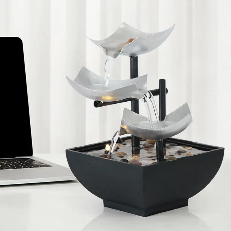 ZenFlow Tabletop Water Fountain - Compact, Minimalist Decorative Cascading Fountain with Spa-Inspired Flow for Desktops, Gentle Sound & Modern Homes