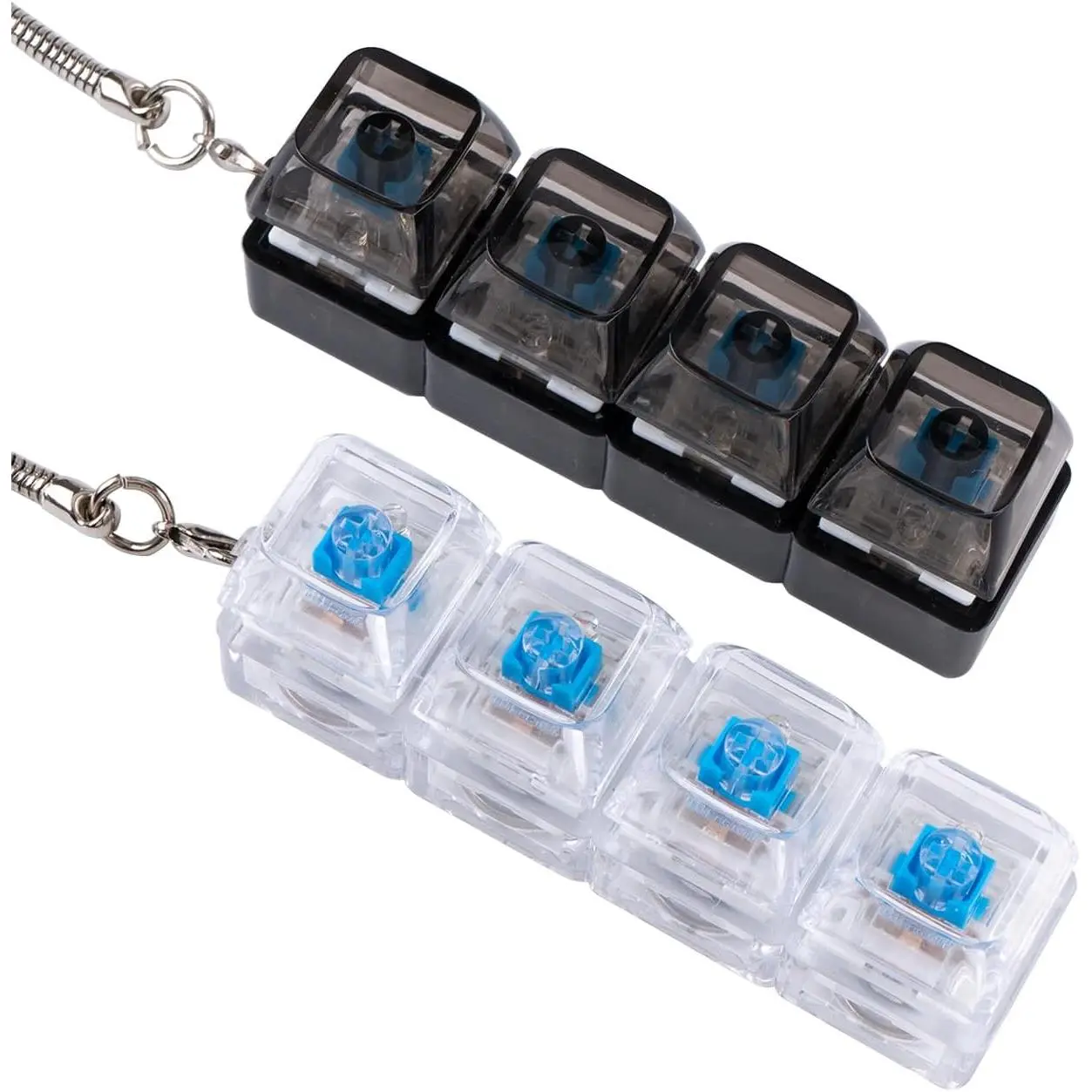 4-in-1 Mechanical Keyboard Fidget Toy Keychain, Fidget Clicker with LED Illumination, Stress Relief Tool for Adults Daily Relaxation