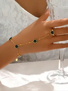 Vintage Flower Design Charm Bracelet, Elegant Bangle, Fashionable Jewelry for Women & Girls, Trendy All-match & Exquisite Jewelry for Birthday Gift, Boho Style Bracelet