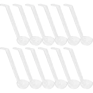 12 Pack 1 Oz Clear Plastic Mini Ladles 7.87 Inches, Small Long Handle Ladles for Serving Sauce, Soup, Gravy, Cocktail or Dressing, Portion Control for Parties Buffet and Catering Events