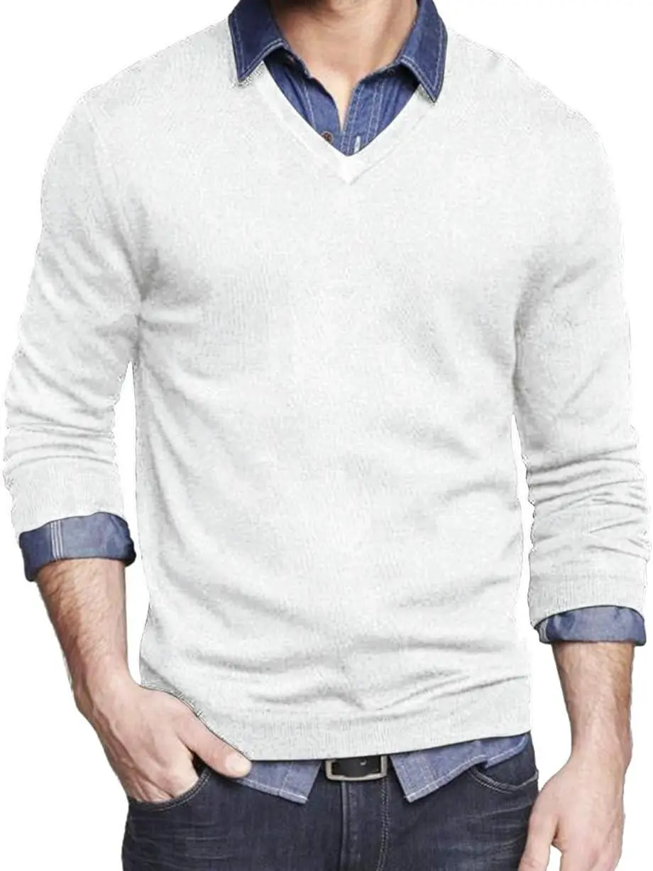 COOFANDY B Fall Outfits Knitted Ribbed V-neck Casual Jumper Knitwear Classic Fabric Fashion Menswear Shirt Soft Sweater Office