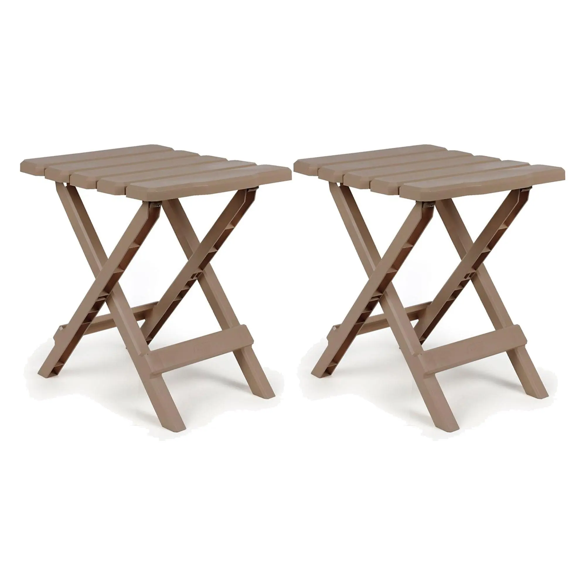 Camco Adirondack Portable Side Table for Camping & Outdoors (Taupe/Sage | 1 & 2 Pack)