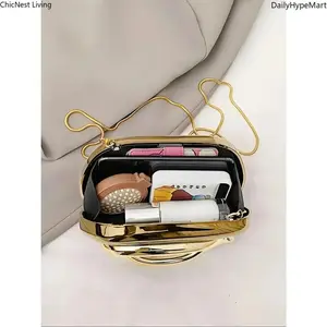 Chain-Strap Evening Clutch, Elegant Formal Handbag for Weddings & Proms