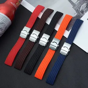 Rubber Striped Tire Watch Strap Deployment Buckle 18mm 20mm 22mm 24mm For Jinggong No. 5 Navigation Water Ghost Watch Strap