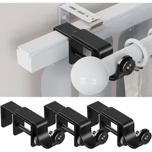 Over Blinds Curtain Rod Brackets – Fits Standard 1–2" Headrails – No Drill – Black 3 Pack
