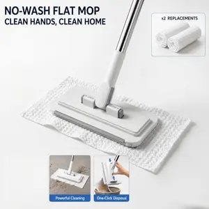Lazy Mop – Hands-Free, One-Click Cloth Swap, 360° Rotating, Deep Clean Floors & Walls, Lightweight & Easy Storage Flexible Retractable Sunflower microfiber