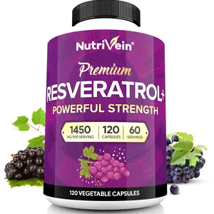 Nutrivein Resveratrol 1450mg - Supports Healthy Aging & Promotes Immune, Brain Boost & Joint Support Antioxidant Supplements - 120 Capsules
