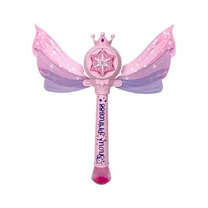 Handheld Bubble Maker Magic Wand, Automatic LED-Lit Princess Theme Toy for Age 8+ Kids, Outdoor Summer Party Fun, TikTok Viral Toy with Bubble Solution
