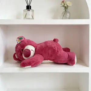 40cm Strawberry Bear Sleep Companion| Flat Reclining Design Pillow Toy, Soft Bouncy Texture, 2-in-1 Plush Toy & Pillow for Kids to Snuggle & Sweet Sleep