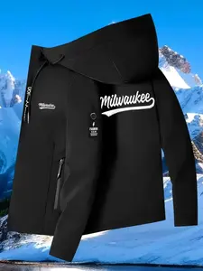 Men's Hooded Jacket 2026 New Style, Milwaukee Trendy Design, Full Zip Closure, Polyester, Casual Sportswear, Zip Up Jacket