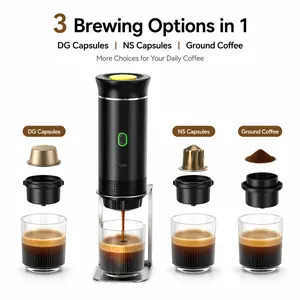 20Bar Self-Heating Portable Espresso Maker, USB-C Rechargeable Mini Coffee Machine Compatible with Ground Coffee & Nes/DG Capsules, Battery Powered Travel Brewer for Car, Camping, RV, Office & Outdoor Use