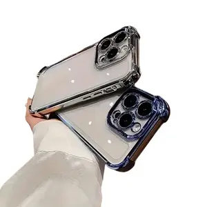 TechGuard For iPhone 16/15/14/13/12/11 PRO MAX Phone Case 4 Corners Thickened Slim TPU Bumper Anti-Drop Protective Case Cover for Men Women Rubber Silicone magsafe iPhone Case Comprehensive Protection  Protector Shockproof  Casing