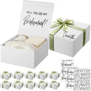 8 Sets Bridesmaid Proposal Boxes Will You Be My Bridesmaid Box Wedding  Boxes with  Name Maid Matron of  Proposal Box for Wedding Party Favors(Sage Green)
