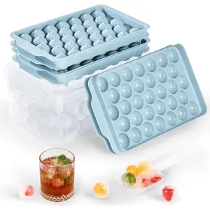 3 Pack Ice Trays for Freezer, 99PCS Ice Cube Tray with Lid and Bin, Round Ice Cube Trays for Freezer, Circle Ice Cube Tray for Chilling Drinks,