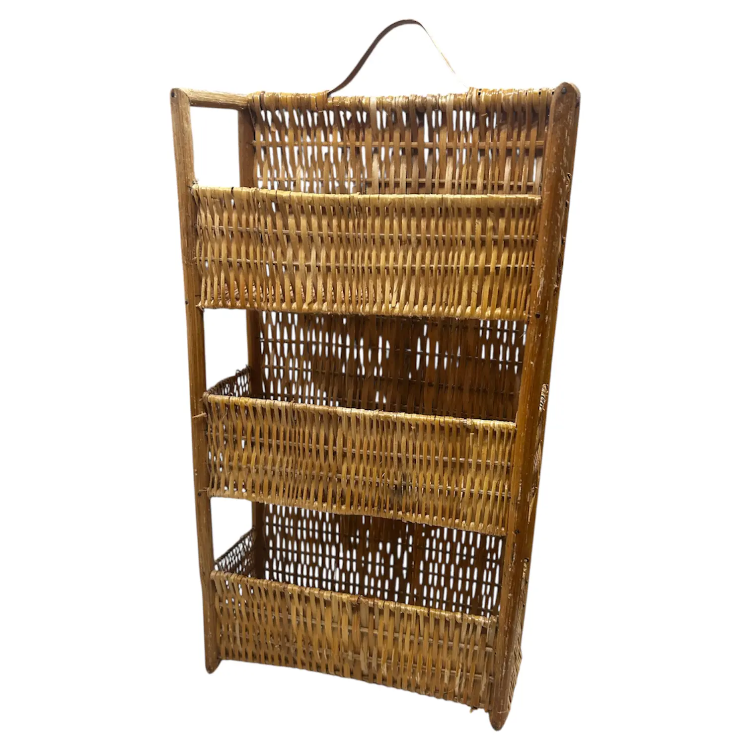 Rattan Wicker Wall-Mounted Hanging Shelves - Natural Weave Home Decor Storage Solution for Room Organization